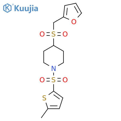 4-(furan-2-yl)methanesulfonyl-1-(5-methylthiophen-2-yl)sulfonylpiperidine structure
