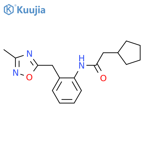 2-cyclopentyl-N-{2-[(3-methyl-1,2,4-oxadiazol-5-yl)methyl]phenyl}acetamide structure