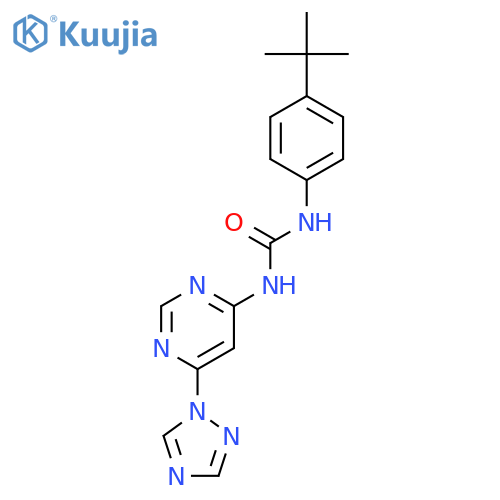 1-(4-tert-butylphenyl)-3-6-(1H-1,2,4-triazol-1-yl)pyrimidin-4-ylurea structure