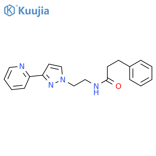 3-phenyl-N-{2-3-(pyridin-2-yl)-1H-pyrazol-1-ylethyl}propanamide structure