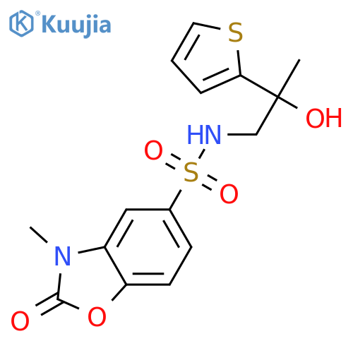 N-2-hydroxy-2-(thiophen-2-yl)propyl-3-methyl-2-oxo-2,3-dihydro-1,3-benzoxazole-5-sulfonamide structure