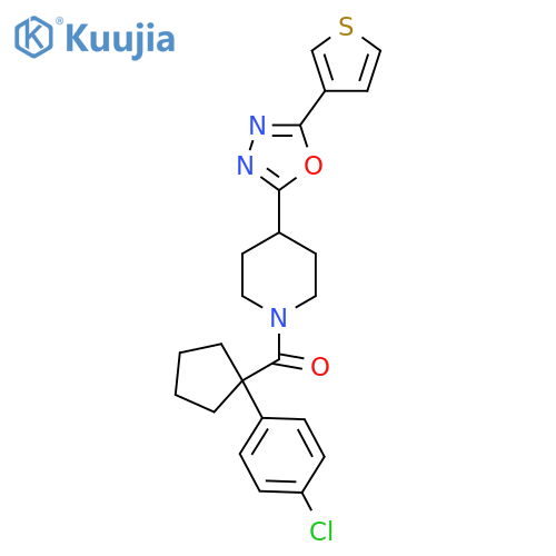 1-[1-(4-chlorophenyl)cyclopentanecarbonyl]-4-[5-(thiophen-3-yl)-1,3,4-oxadiazol-2-yl]piperidine structure