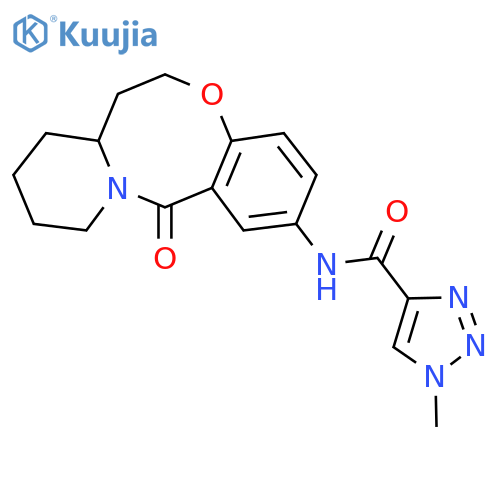 1-methyl-N-{2-oxo-9-oxa-1-azatricyclo10.4.0.0^{3,8}hexadeca-3,5,7-trien-5-yl}-1H-1,2,3-triazole-4-carboxamide structure
