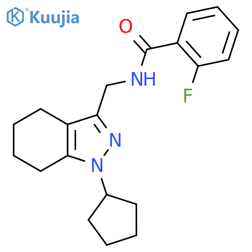 N-[(1-cyclopentyl-4,5,6,7-tetrahydro-1H-indazol-3-yl)methyl]-2-fluorobenzamide structure