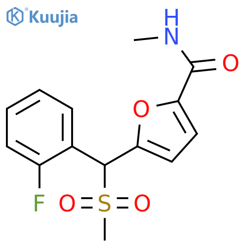 5-{(2-fluorophenyl)methanesulfonylmethyl}-N-methylfuran-2-carboxamide structure