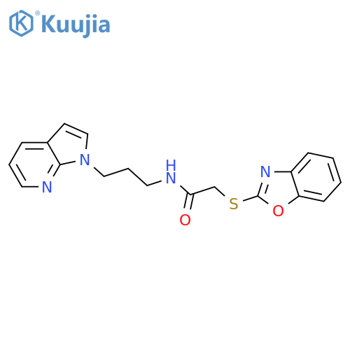 2-(1,3-benzoxazol-2-ylsulfanyl)-N-(3-{1H-pyrrolo[2,3-b]pyridin-1-yl}propyl)acetamide structure