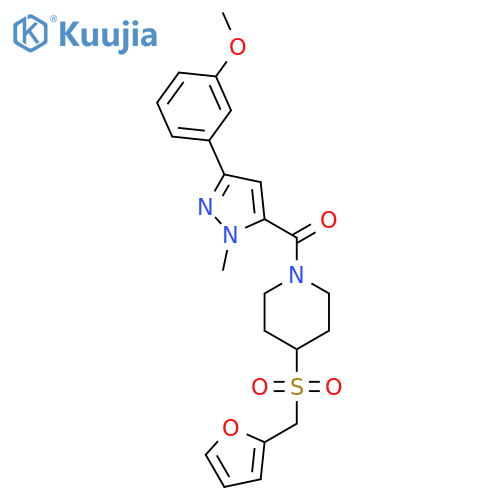4-(furan-2-yl)methanesulfonyl-1-3-(3-methoxyphenyl)-1-methyl-1H-pyrazole-5-carbonylpiperidine structure