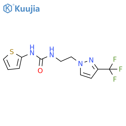 1-(thiophen-2-yl)-3-{2-3-(trifluoromethyl)-1H-pyrazol-1-ylethyl}urea structure