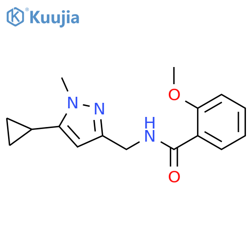 N-(5-cyclopropyl-1-methyl-1H-pyrazol-3-yl)methyl-2-methoxybenzamide structure
