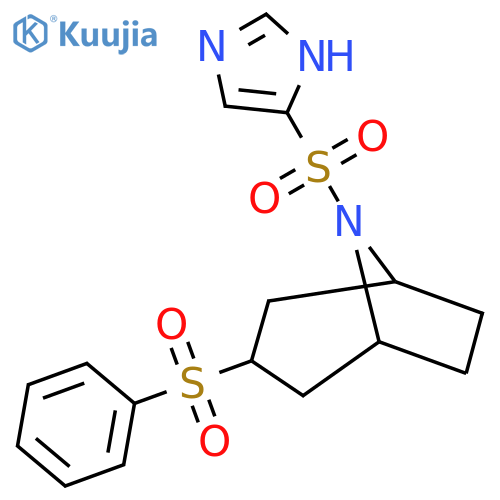 3-(benzenesulfonyl)-8-(1H-imidazole-4-sulfonyl)-8-azabicyclo3.2.1octane structure