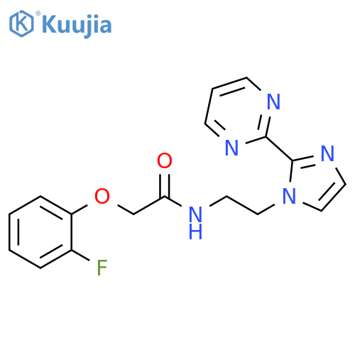 2-(2-fluorophenoxy)-N-{2-2-(pyrimidin-2-yl)-1H-imidazol-1-ylethyl}acetamide structure