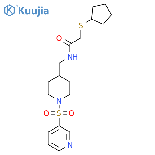 2-(cyclopentylsulfanyl)-N-{1-(pyridine-3-sulfonyl)piperidin-4-ylmethyl}acetamide structure