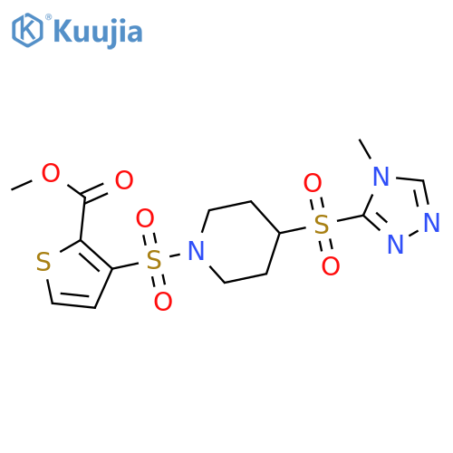 methyl 3-({4-(4-methyl-4H-1,2,4-triazol-3-yl)sulfonylpiperidin-1-yl}sulfonyl)thiophene-2-carboxylate structure