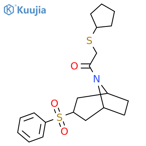 1-3-(benzenesulfonyl)-8-azabicyclo3.2.1octan-8-yl-2-(cyclopentylsulfanyl)ethan-1-one structure