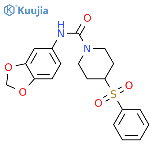4-(benzenesulfonyl)-N-(2H-1,3-benzodioxol-5-yl)piperidine-1-carboxamide structure