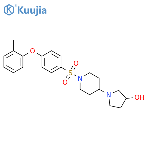1-{1-4-(2-methylphenoxy)benzenesulfonylpiperidin-4-yl}pyrrolidin-3-ol structure