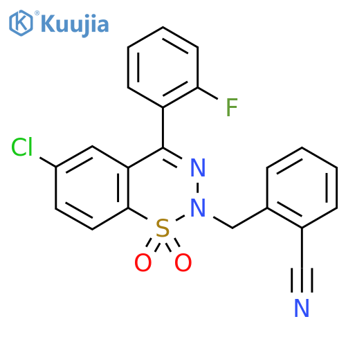 2-{[6-chloro-4-(2-fluorophenyl)-1,1-dioxo-2H-1lambda6,2,3-benzothiadiazin-2-yl]methyl}benzonitrile structure