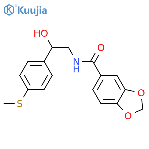 N-{2-hydroxy-2-[4-(methylsulfanyl)phenyl]ethyl}-2H-1,3-benzodioxole-5-carboxamide structure