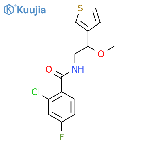 2-chloro-4-fluoro-N-2-methoxy-2-(thiophen-3-yl)ethylbenzamide structure
