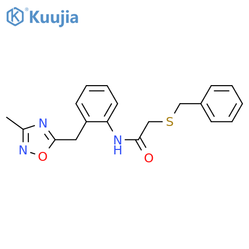 2-(benzylsulfanyl)-N-{2-[(3-methyl-1,2,4-oxadiazol-5-yl)methyl]phenyl}acetamide structure
