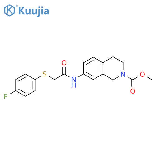 methyl 7-{2-[(4-fluorophenyl)sulfanyl]acetamido}-1,2,3,4-tetrahydroisoquinoline-2-carboxylate structure