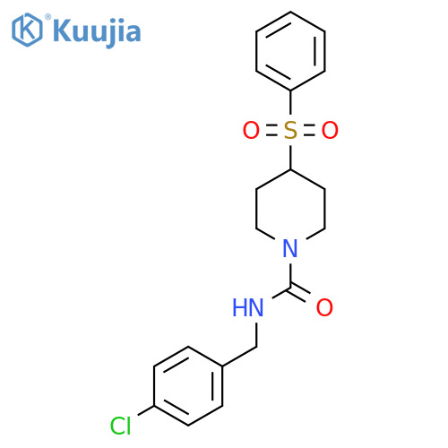 4-(benzenesulfonyl)-N-(4-chlorophenyl)methylpiperidine-1-carboxamide structure