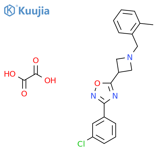 3-(3-chlorophenyl)-5-{1-(2-methylphenyl)methylazetidin-3-yl}-1,2,4-oxadiazole; oxalic acid structure