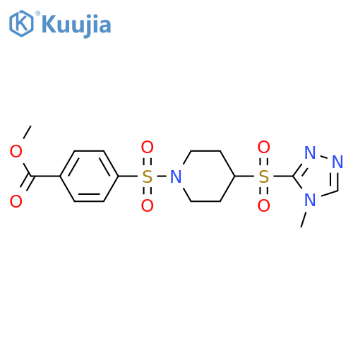 methyl 4-({4-(4-methyl-4H-1,2,4-triazol-3-yl)sulfonylpiperidin-1-yl}sulfonyl)benzoate structure