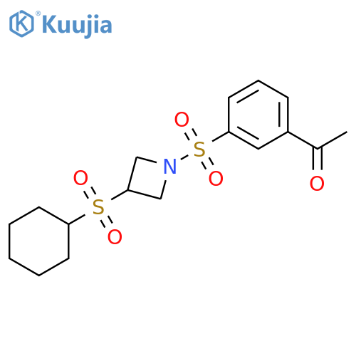 1-(3-{3-(cyclohexanesulfonyl)azetidin-1-ylsulfonyl}phenyl)ethan-1-one structure