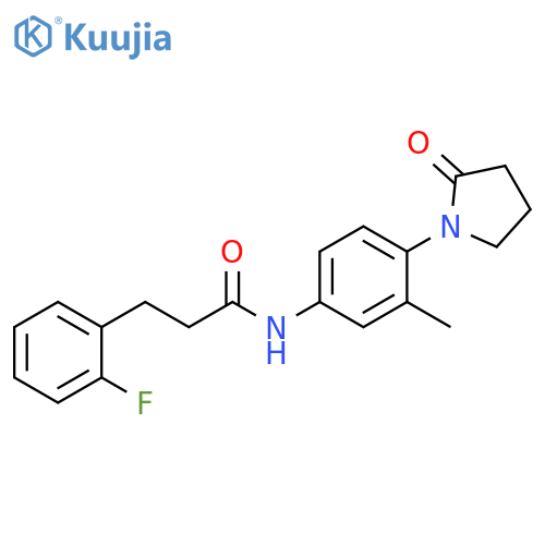 3-(2-fluorophenyl)-N-[3-methyl-4-(2-oxopyrrolidin-1-yl)phenyl]propanamide structure
