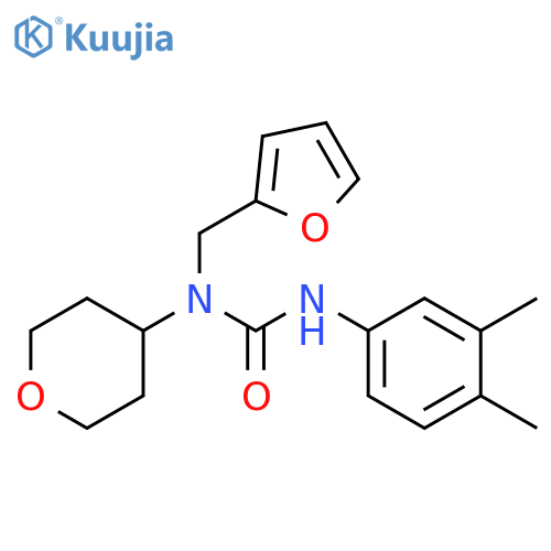 3-(3,4-dimethylphenyl)-1-[(furan-2-yl)methyl]-1-(oxan-4-yl)urea structure