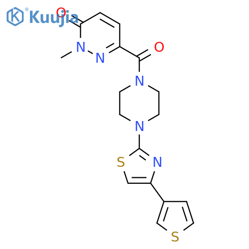2-methyl-6-(4-(4-(thiophen-3-yl)thiazol-2-yl)piperazine-1-carbonyl)pyridazin-3(2H)-one structure