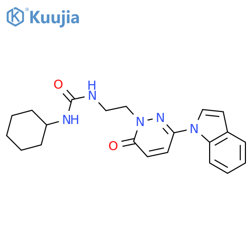 1-cyclohexyl-3-{2-3-(1H-indol-1-yl)-6-oxo-1,6-dihydropyridazin-1-ylethyl}urea structure