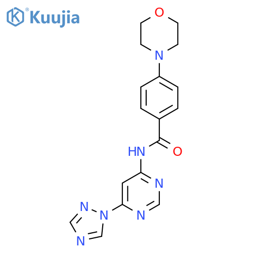 4-(morpholin-4-yl)-N-6-(1H-1,2,4-triazol-1-yl)pyrimidin-4-ylbenzamide structure