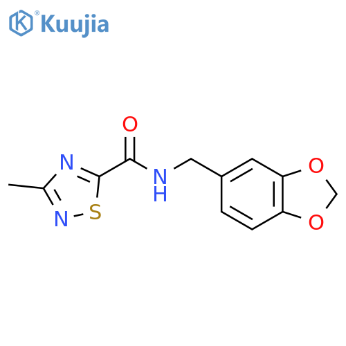 N-(2H-1,3-benzodioxol-5-yl)methyl-3-methyl-1,2,4-thiadiazole-5-carboxamide structure
