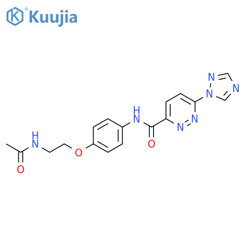 N-4-(2-acetamidoethoxy)phenyl-6-(1H-1,2,4-triazol-1-yl)pyridazine-3-carboxamide structure
