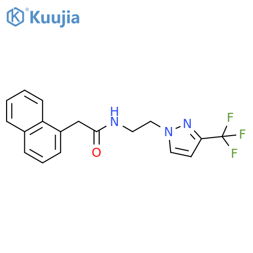 2-(naphthalen-1-yl)-N-{2-3-(trifluoromethyl)-1H-pyrazol-1-ylethyl}acetamide structure