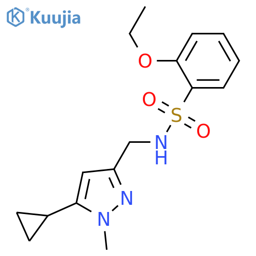 N-(5-cyclopropyl-1-methyl-1H-pyrazol-3-yl)methyl-2-ethoxybenzene-1-sulfonamide structure