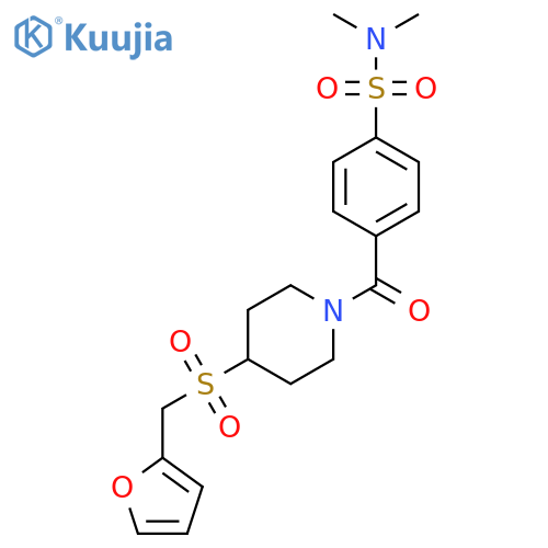 4-{4-[(furan-2-yl)methanesulfonyl]piperidine-1-carbonyl}-N,N-dimethylbenzene-1-sulfonamide structure