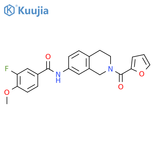 3-fluoro-N-2-(furan-2-carbonyl)-1,2,3,4-tetrahydroisoquinolin-7-yl-4-methoxybenzamide structure