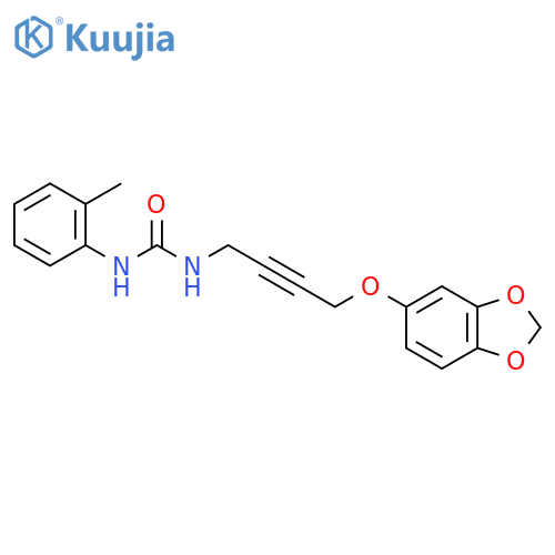 3-4-(2H-1,3-benzodioxol-5-yloxy)but-2-yn-1-yl-1-(2-methylphenyl)urea structure
