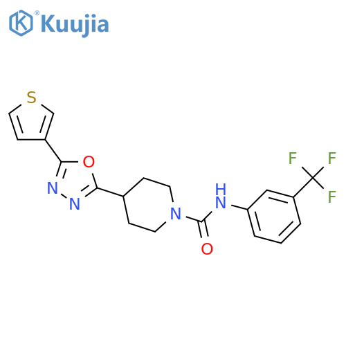 4-5-(thiophen-3-yl)-1,3,4-oxadiazol-2-yl-N-3-(trifluoromethyl)phenylpiperidine-1-carboxamide structure