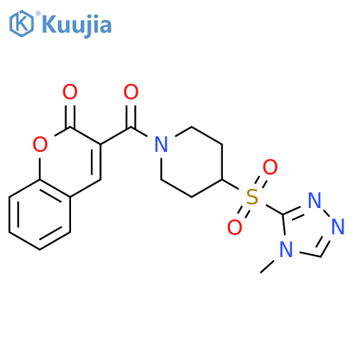 3-{4-(4-methyl-4H-1,2,4-triazol-3-yl)sulfonylpiperidine-1-carbonyl}-2H-chromen-2-one structure