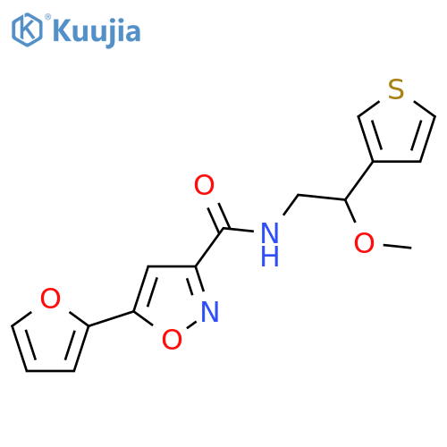 5-(furan-2-yl)-N-2-methoxy-2-(thiophen-3-yl)ethyl-1,2-oxazole-3-carboxamide structure