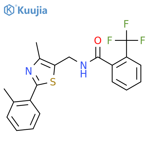 N-{4-methyl-2-(2-methylphenyl)-1,3-thiazol-5-ylmethyl}-2-(trifluoromethyl)benzamide structure