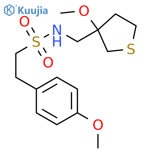 2-(4-methoxyphenyl)-N-(3-methoxythiolan-3-yl)methylethane-1-sulfonamide structure