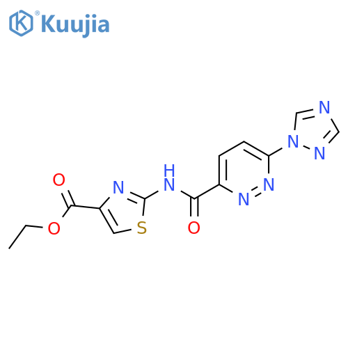 ethyl 2-6-(1H-1,2,4-triazol-1-yl)pyridazine-3-amido-1,3-thiazole-4-carboxylate structure