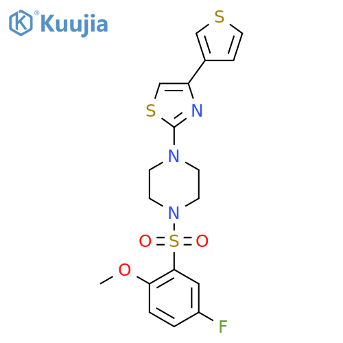 2-(4-((5-Fluoro-2-methoxyphenyl)sulfonyl)piperazin-1-yl)-4-(thiophen-3-yl)thiazole structure