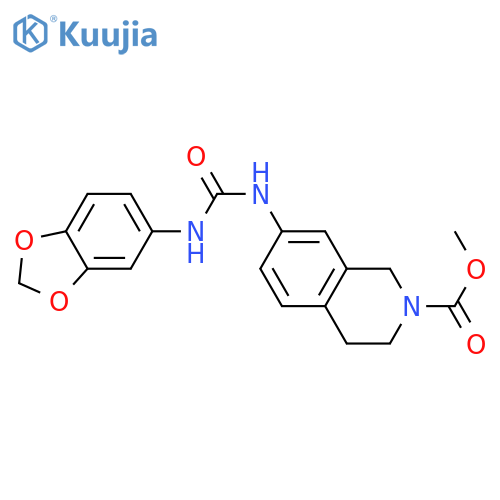 methyl 7-{(2H-1,3-benzodioxol-5-yl)carbamoylamino}-1,2,3,4-tetrahydroisoquinoline-2-carboxylate structure