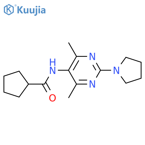 N-4,6-dimethyl-2-(pyrrolidin-1-yl)pyrimidin-5-ylcyclopentanecarboxamide structure